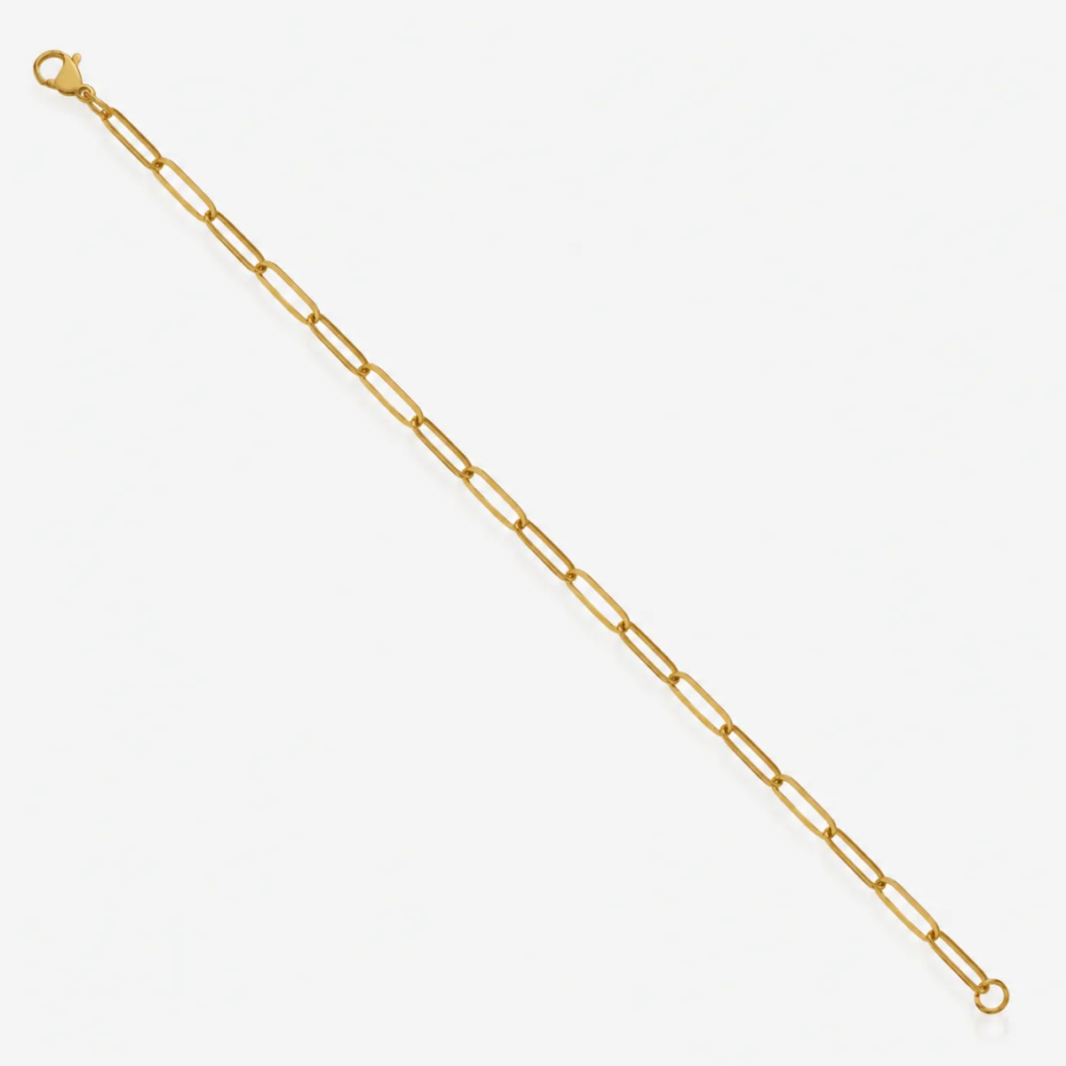 Best Stacking Bracelets Under $10: Read the Length Before You Buy 3 Gold paperclip chain bracelet with elongated rectangular links and a lobster clasp, photographed flat on white