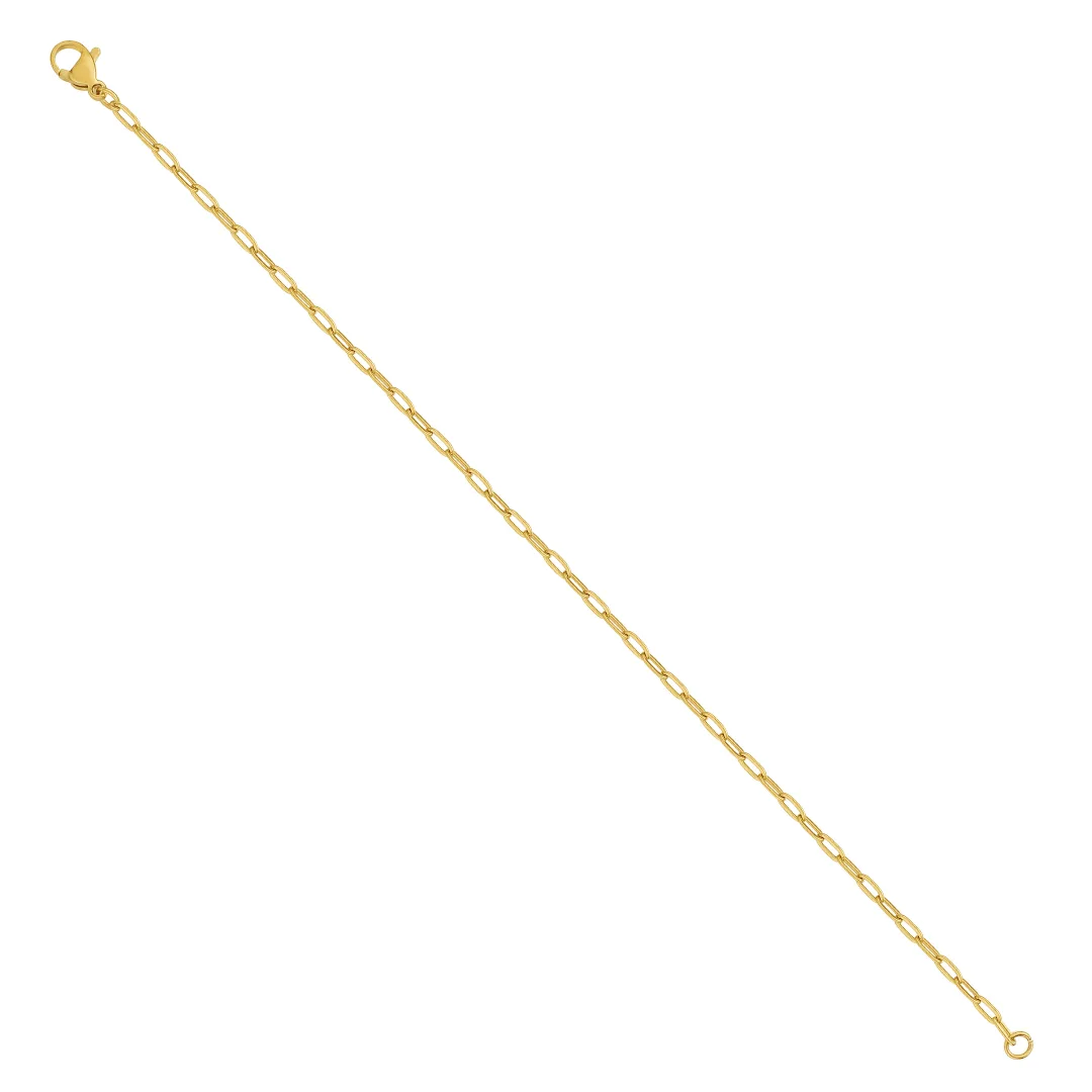 Best Stacking Bracelets Under $10: Read the Length Before You Buy 4 Noticeably finer gold paperclip chain bracelet with narrow elongated links and a lobster clasp, photographed flat on white