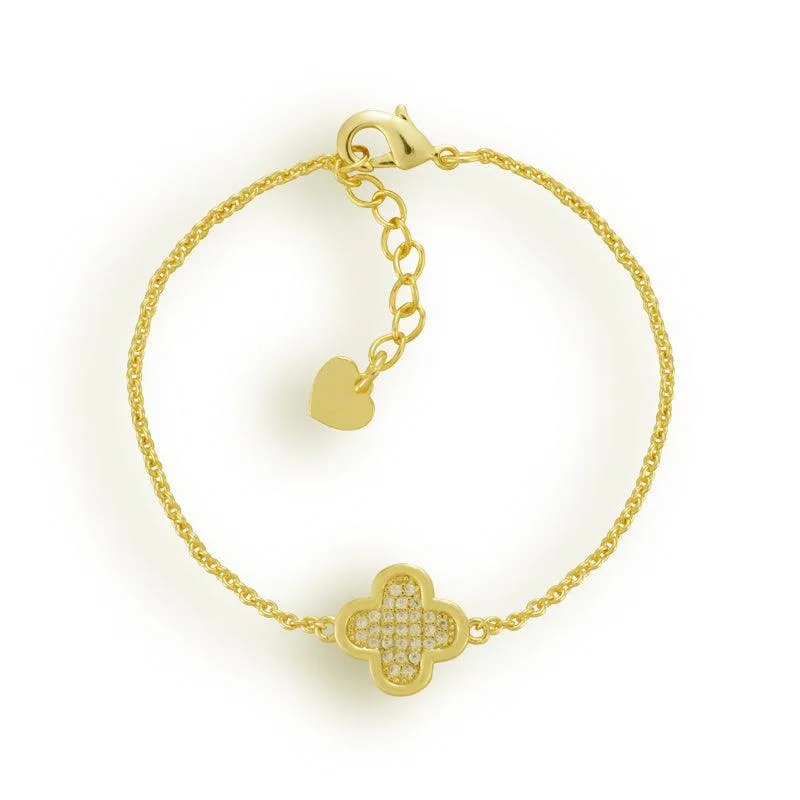Best Stacking Bracelets Under $10: Read the Length Before You Buy 8 Fine gold chain bracelet with a four leaf clover pendant set with small clear stones, a lobster clasp and a heart tag on the extender chain