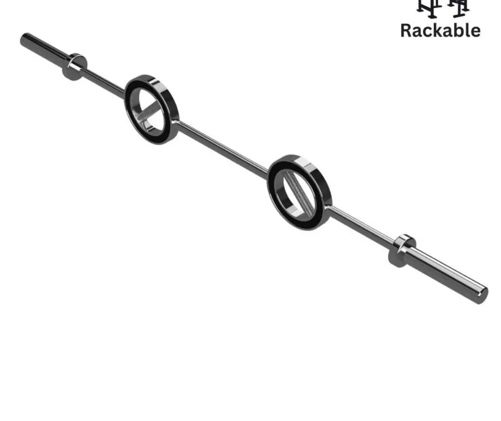 Best Specialty Barbells for Home Gyms: Trap, Swiss, Cambered and Buffalo Bars Compared 6 The Kensui Okinawa Omni Barbell, a chrome straight bar with two large ring shaped rotating handle assemblies mounted along the shaft