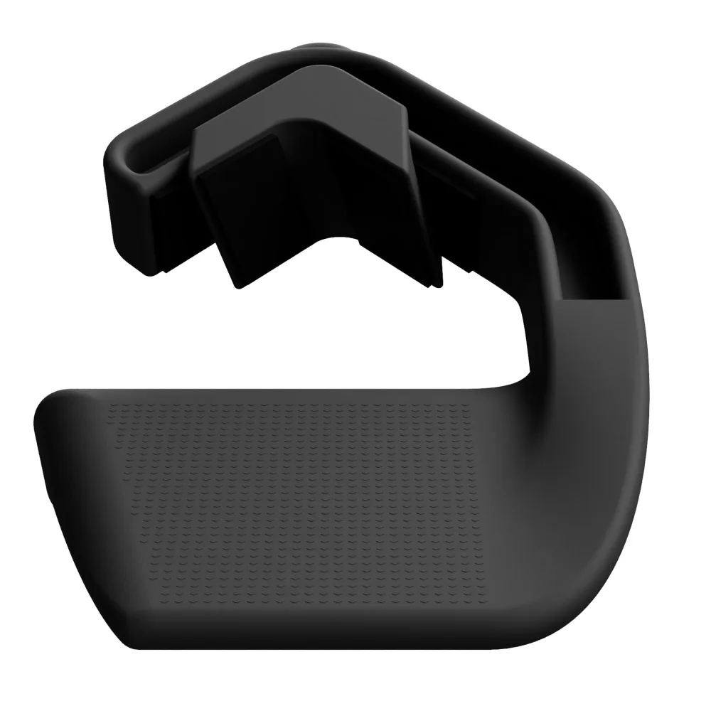 A single black Swissies MAX handle seen from the side with an angle modifier wedge fitted into the hook