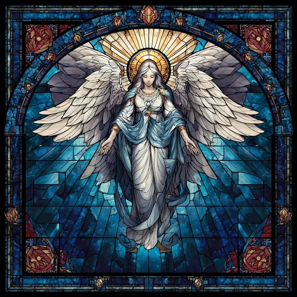Best AI Long-Form Video Tools on MagicLight: What a Minute Actually Costs 4 Stained glass window illustration of a winged figure with outstretched hands