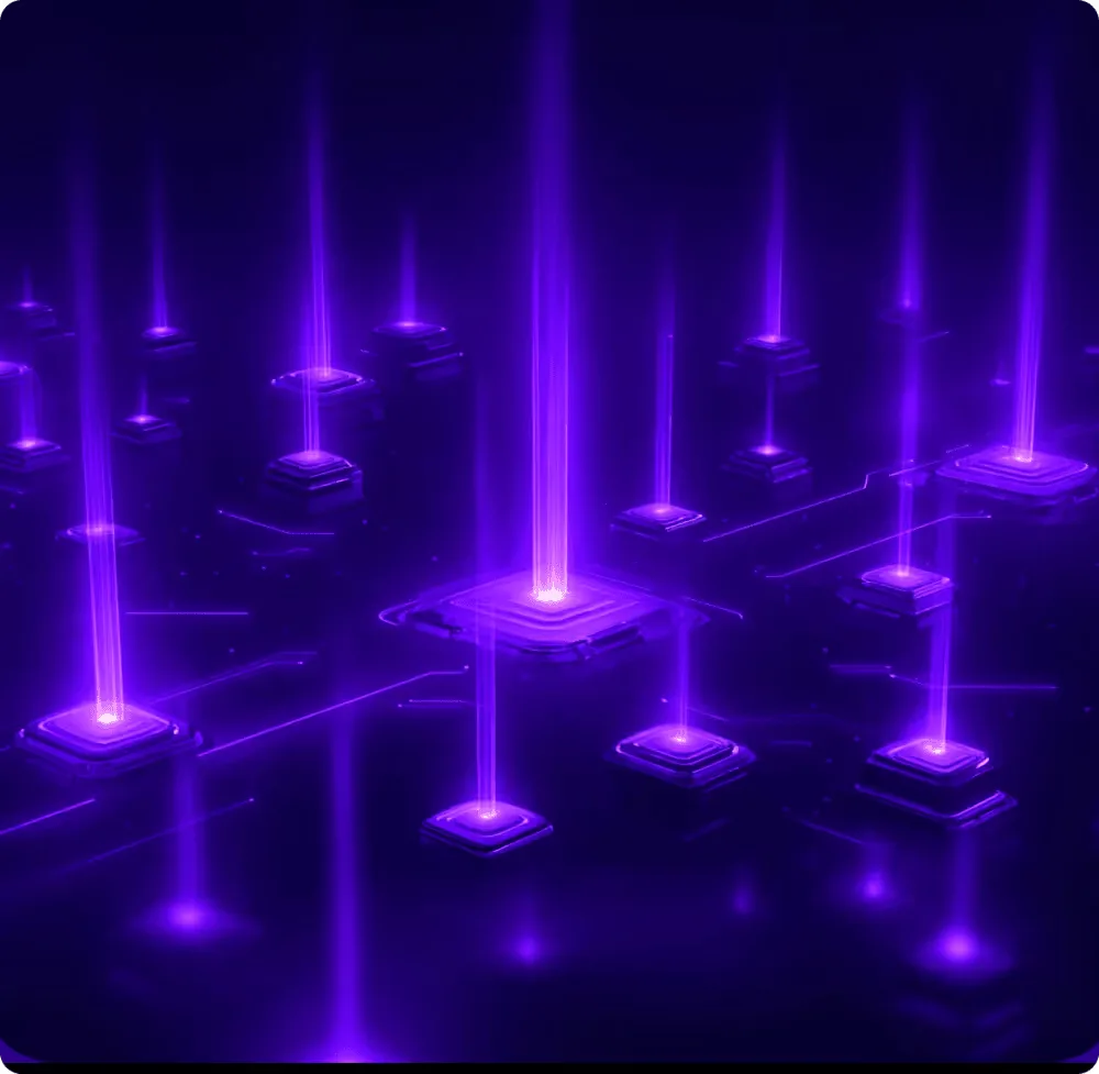 Best Cloud GPUs on Runpod: What Each Pricing Tier Actually Costs 4 Abstract render of glowing purple processor packages linked by light beams