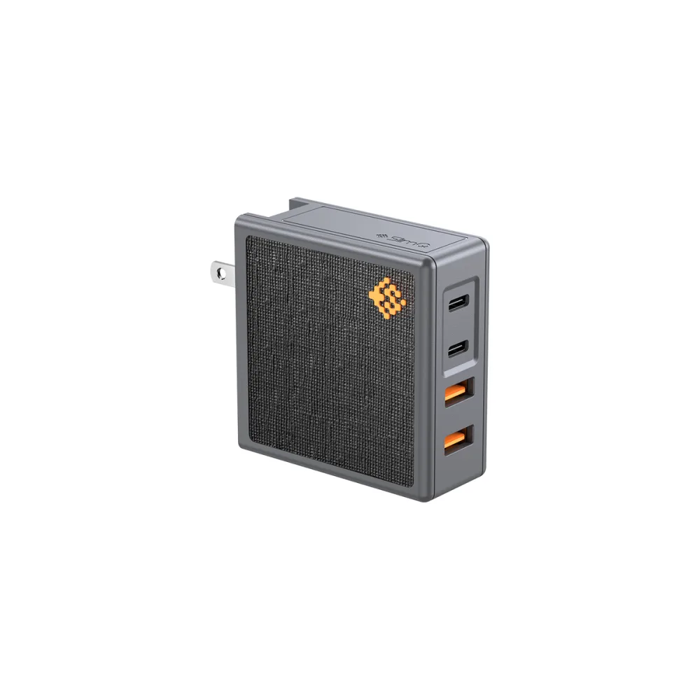 The SlimQ 100W USB-C GaN charger, a small grey wall unit with multiple USB-C ports
